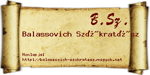 Balassovich Szókratész névjegykártya